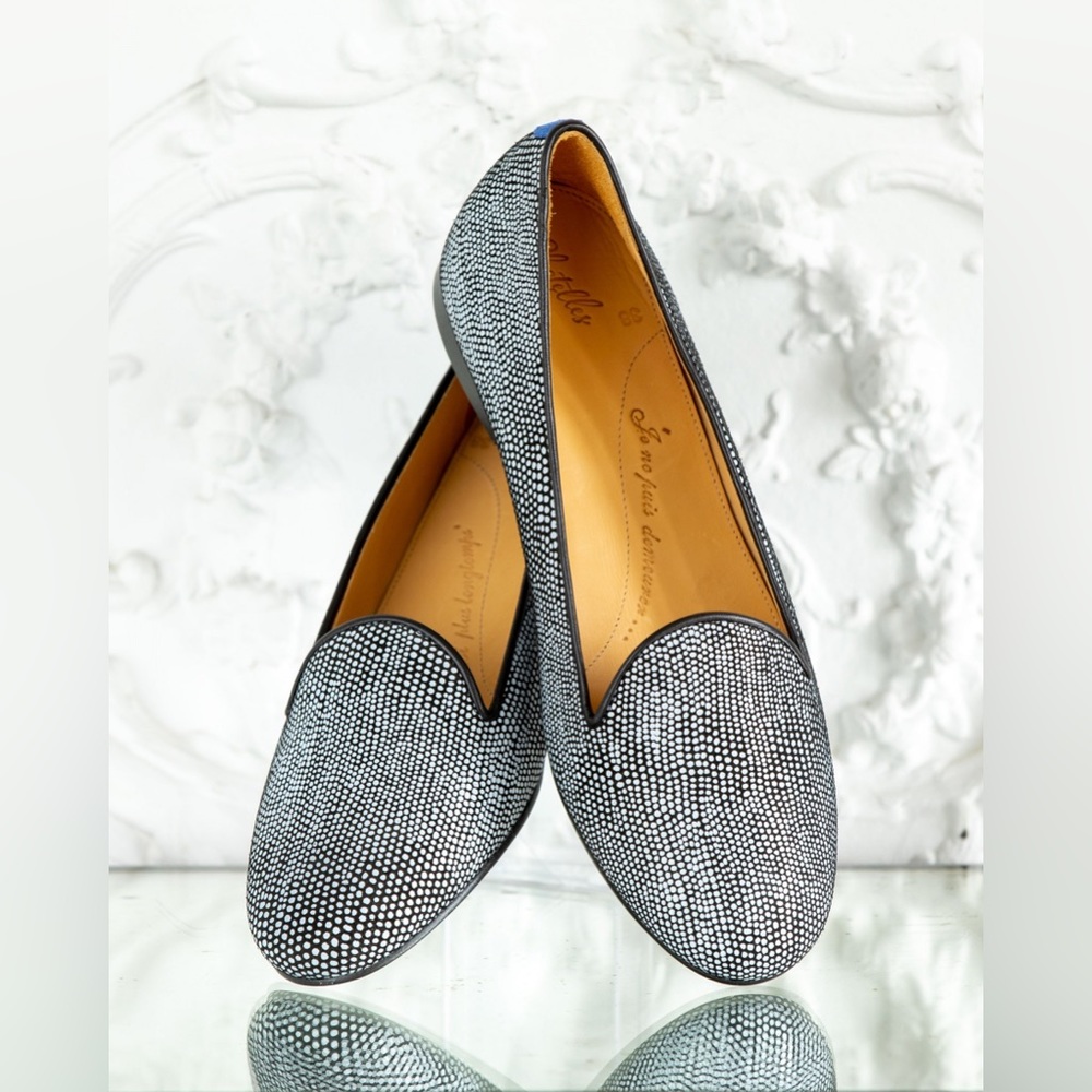 Chatelle’s Paris white spotted black suede slippers - Albert